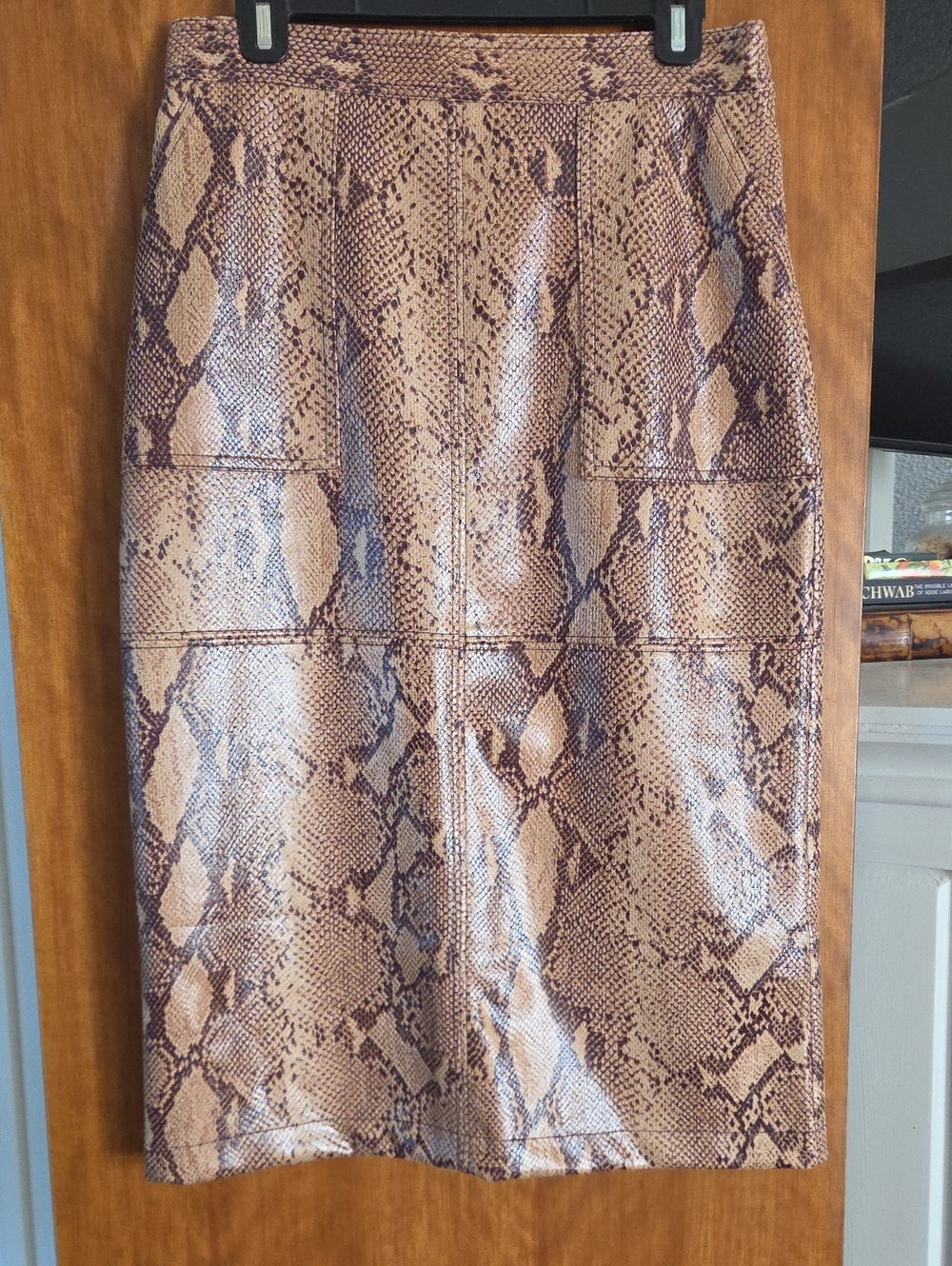 Current Air Brown Snake-Print Pencil Skirt Anthropologie